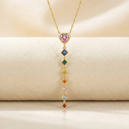 18Kt Gold Plated Multicolor Heart Drop Necklace