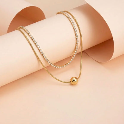18Kt Gold Plated CZ Tennis & Ball Pendant Necklace