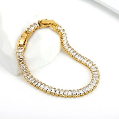Classic Gold Tennis Bracelet with Zircon Stones