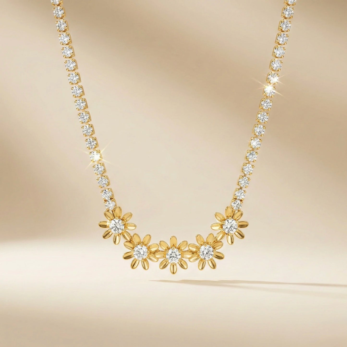18Kt Gold Plated CZ Blossom Necklace