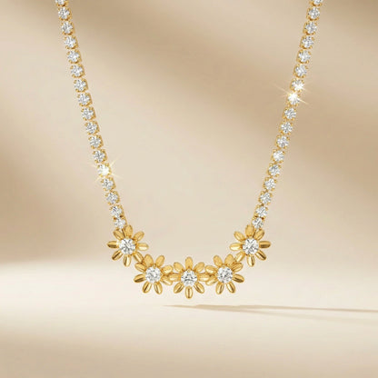 18Kt Gold Plated CZ Blossom Necklace