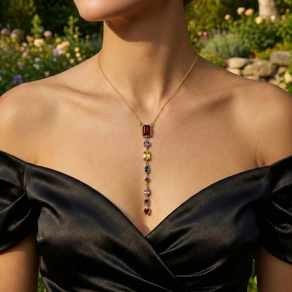 18Kt Gold Plated Luxe Bar Drop Charm Necklace