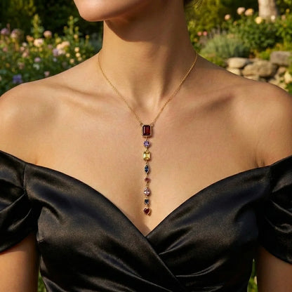 18Kt Gold Plated Luxe Bar Drop Charm Necklace