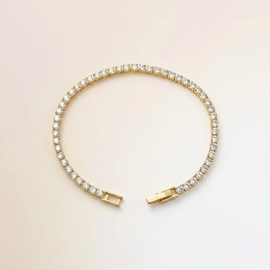 18Kt Gold Plated Minimal Crystal Tennis Bracelet