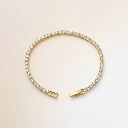 18Kt Gold Plated Minimal Crystal Tennis Bracelet