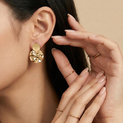 18KT Gold Plated Glossy Disc Earrings