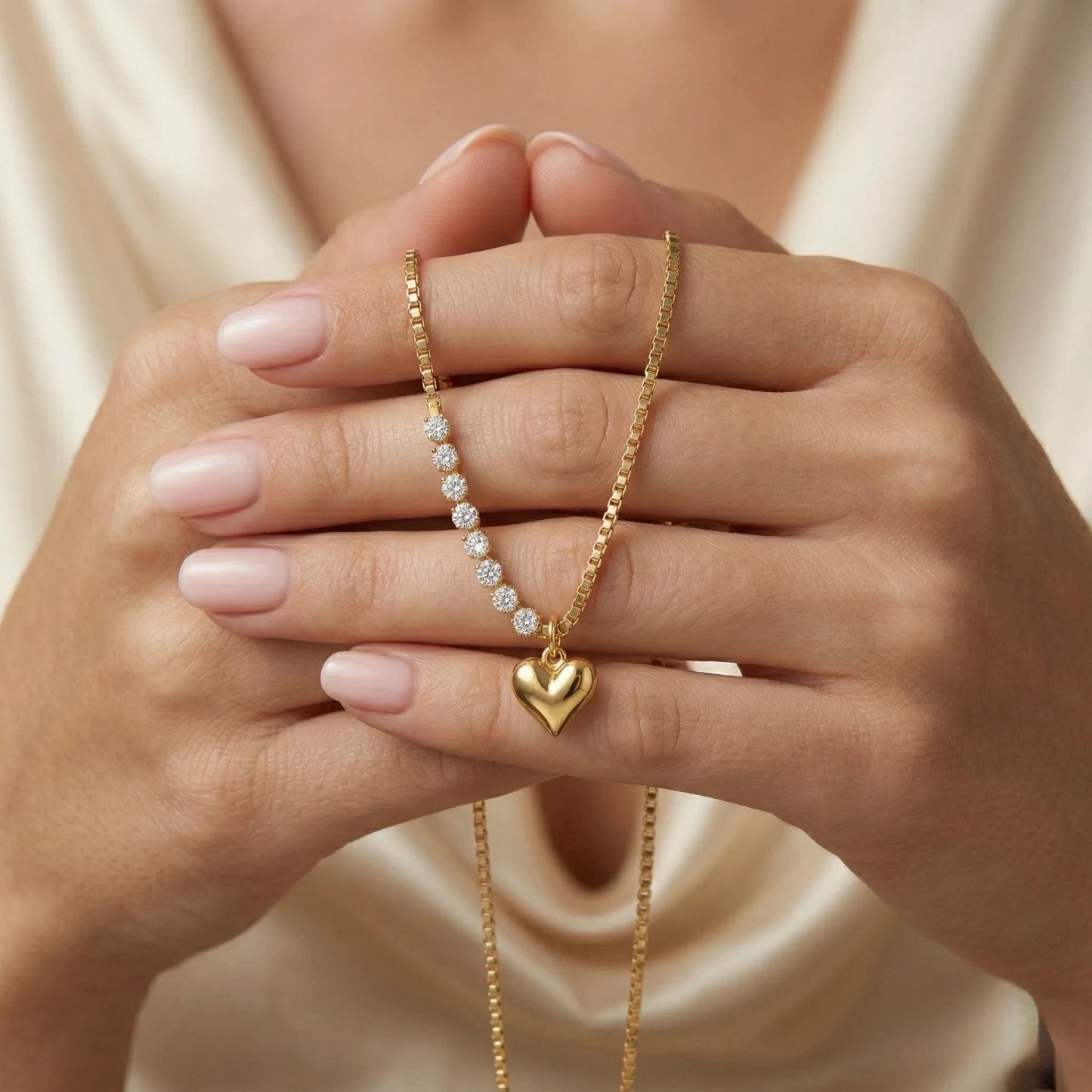 18Kt Gold Plated Crystal Heart Pendant Necklace