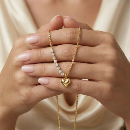18Kt Gold Plated Crystal Heart Pendant Necklace