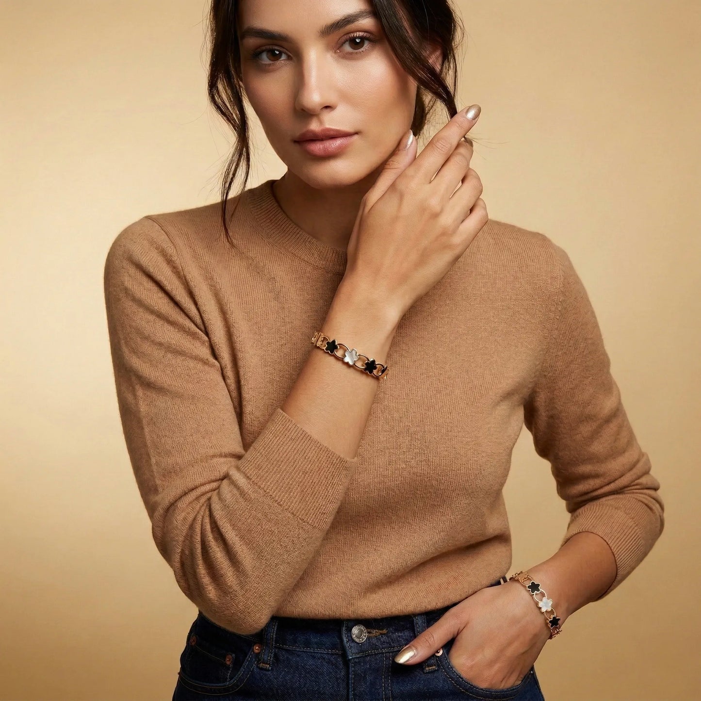 18Kt Gold Plated Luxe Clover Statement Bracelet