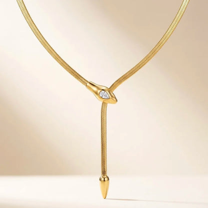 18Kt Gold Plated Snake Chain Y Drop Necklace