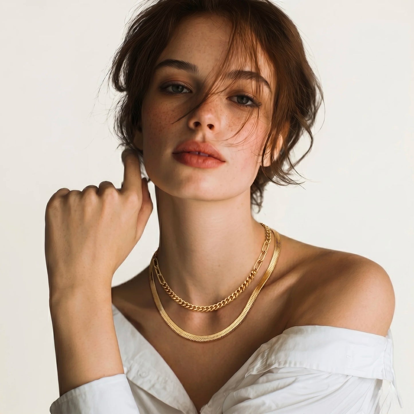 18Kt Gold Plated Trendy Double Layer Chain Necklace