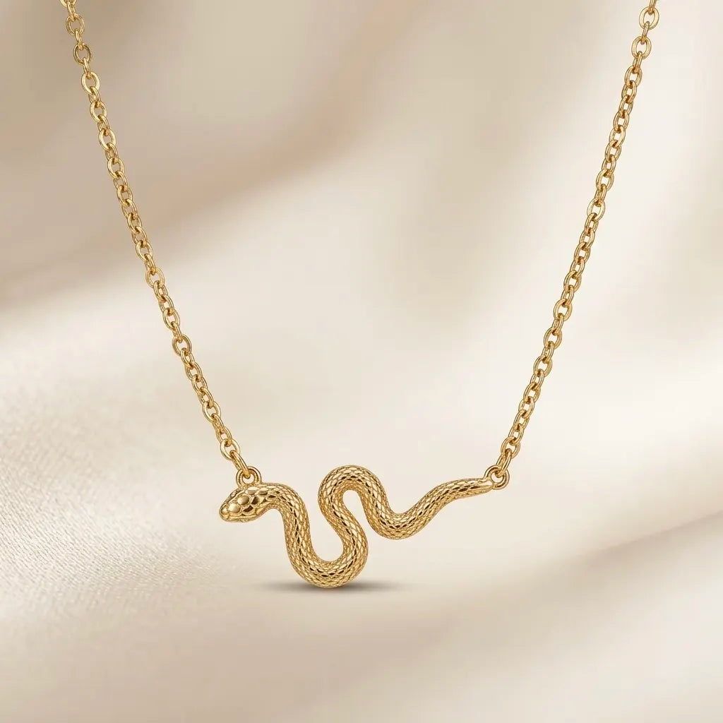 18Kt Gold Plated Snake Pendant Necklace for Women
