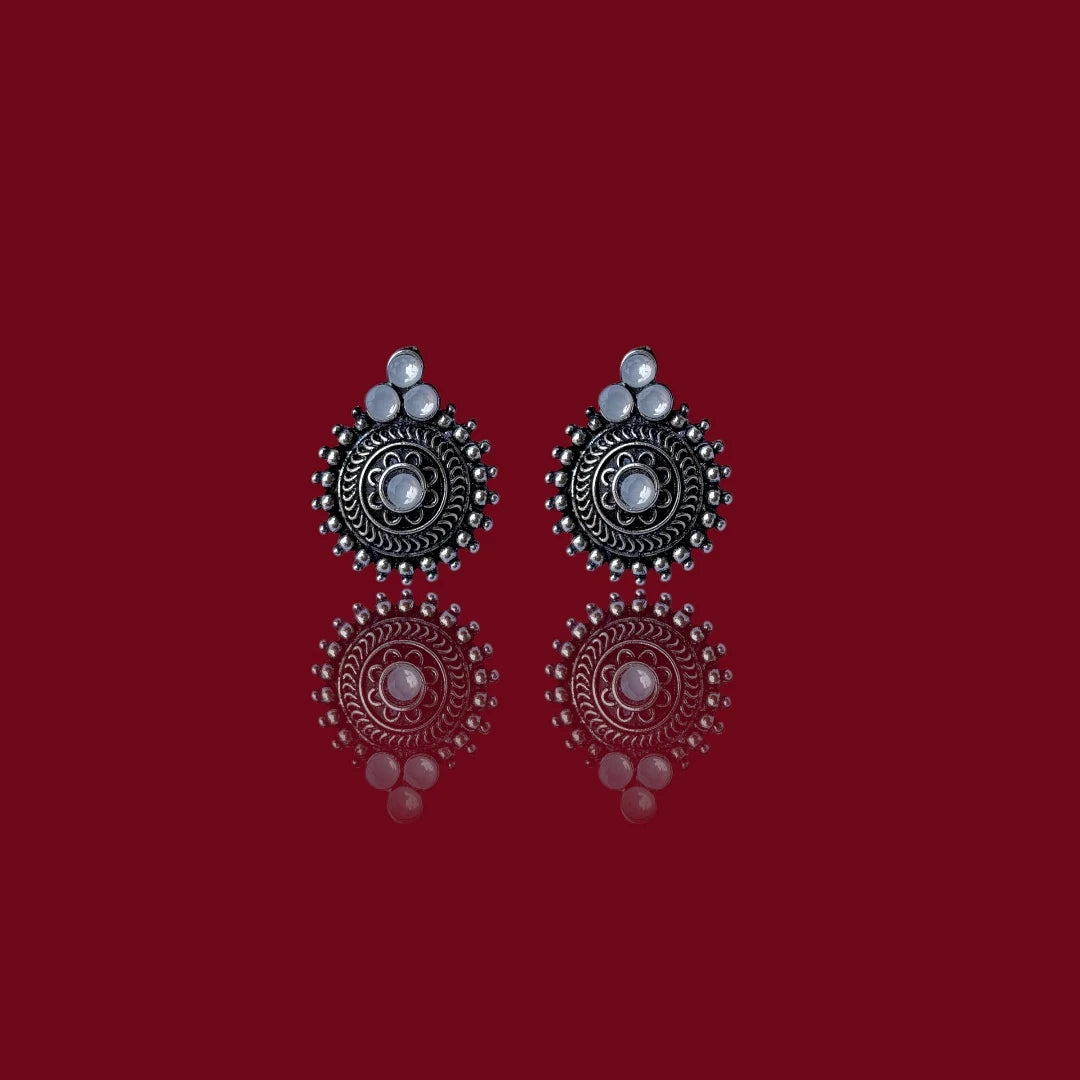 JH Vintage Black Oxidised Stud Earrings