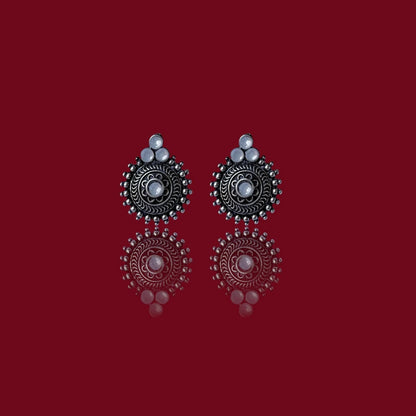 JH Vintage Black Oxidised Stud Earrings
