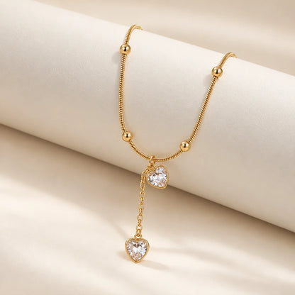 18Kt Gold Plated Heart Drop Chain Necklace for Women