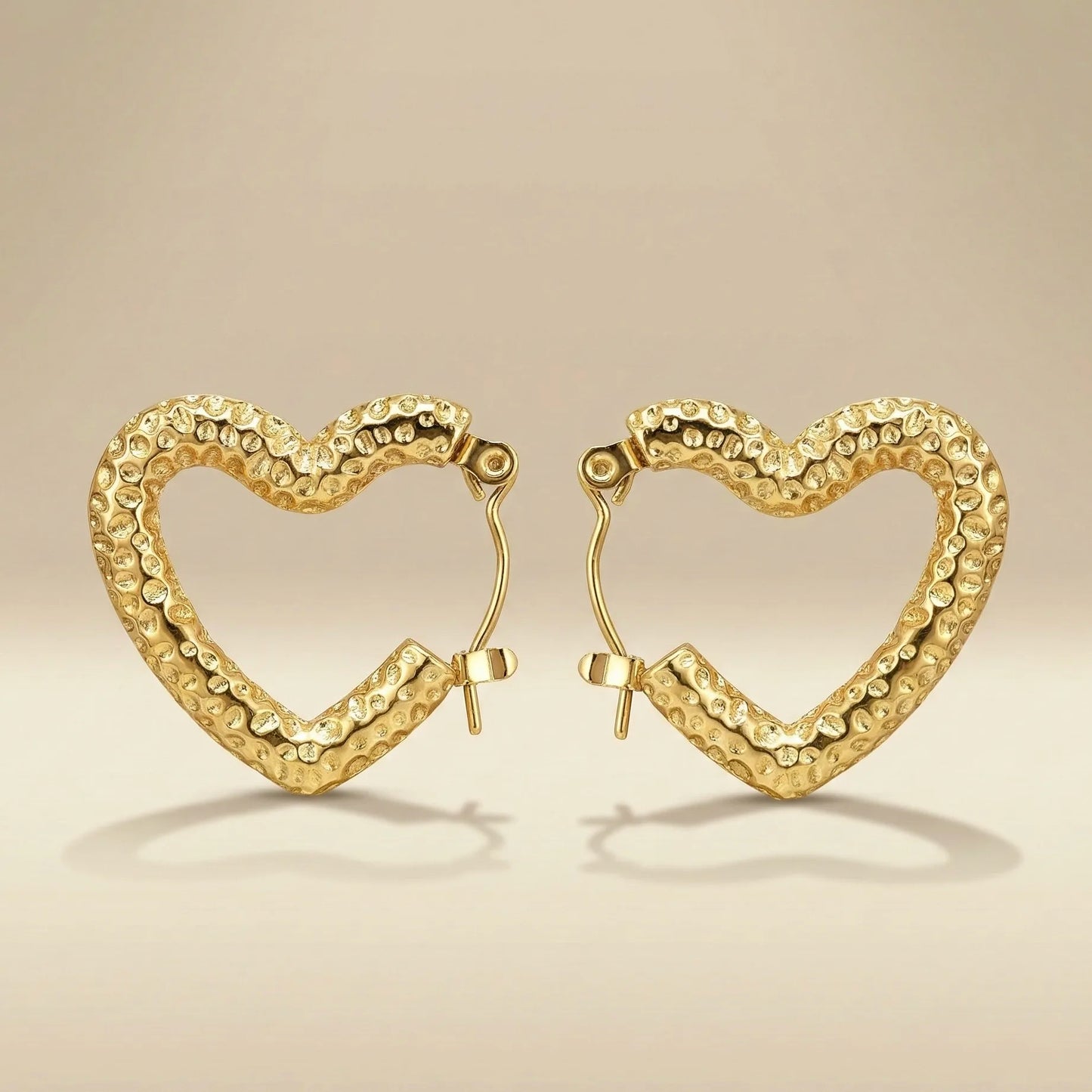 18KT Gold Plated Bold Heart Hoops