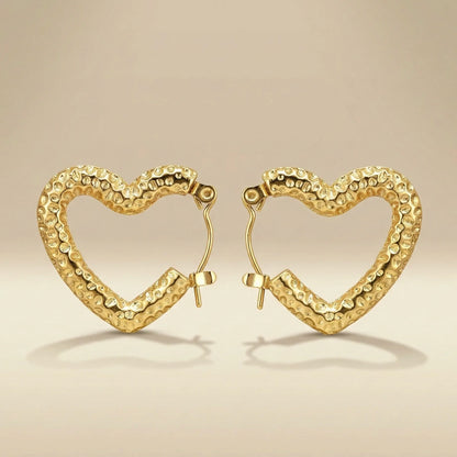 18KT Gold Plated Bold Heart Hoops