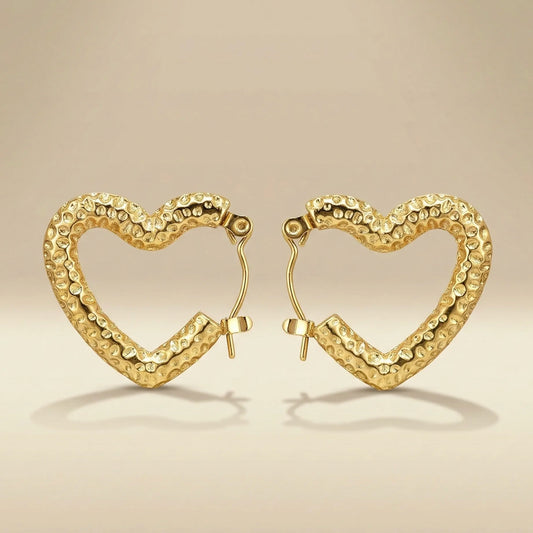 18KT Gold Plated Bold Heart Hoops