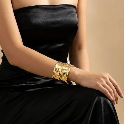 Bold Hammered Gold Bracelet Cuff