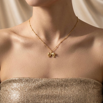 18Kt Gold Plated Cute Bow Chain Necklace
