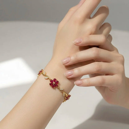 18Kt Gold Plated Crystal Flower Vine Bracelet