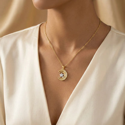 18KT Gold Plated Celestial Dreams Moon Pendant