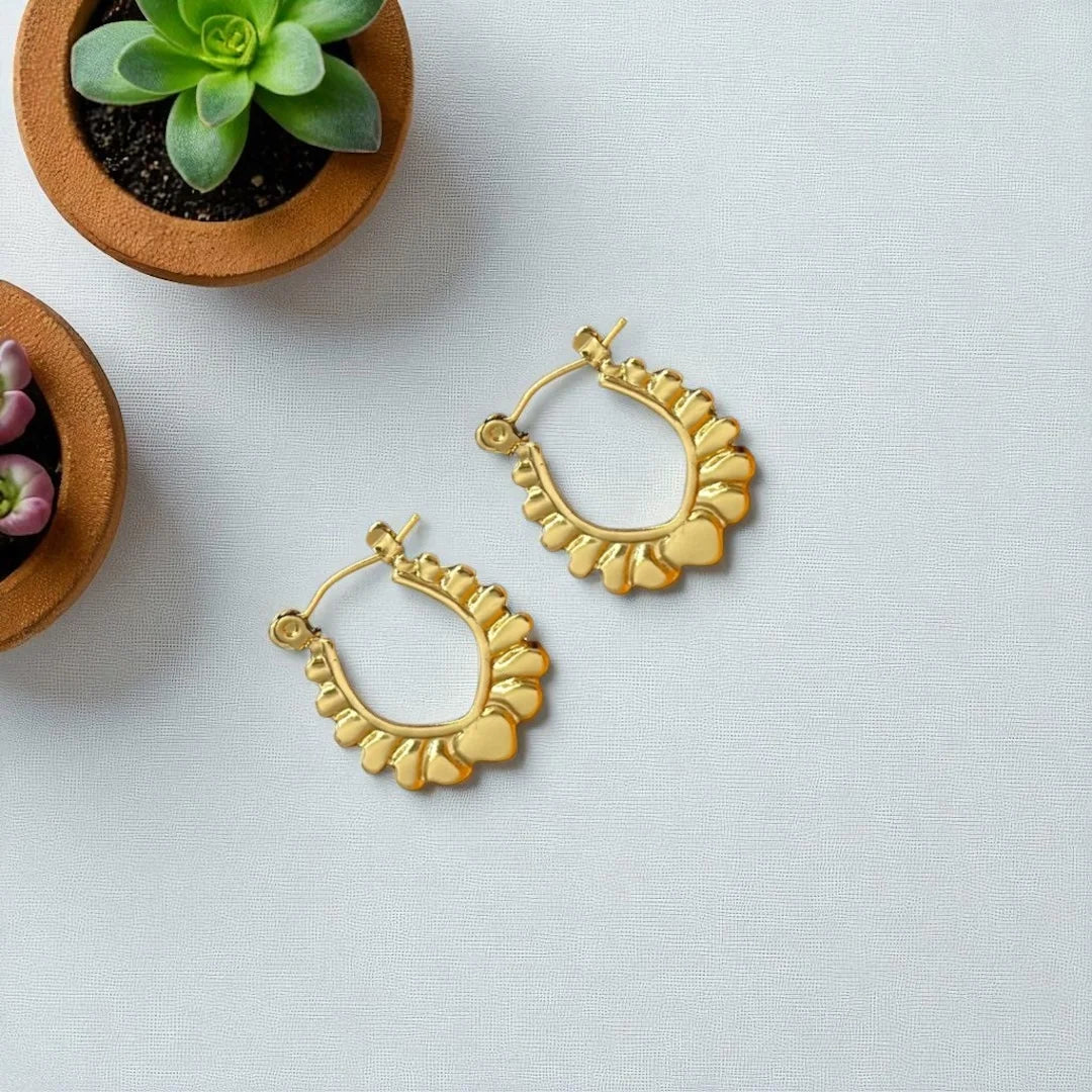 Sun Petal Gold Hoops