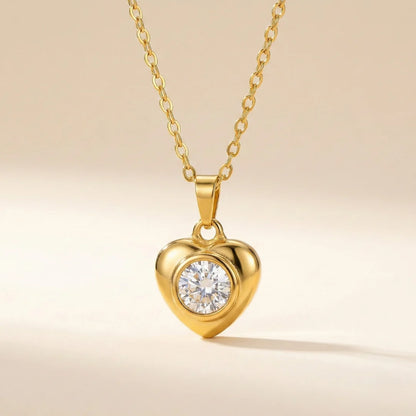18KT Gold Plated Luxe Solitaire Heart Pendant