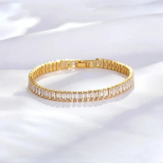 Classic Gold Tennis Bracelet with Zircon Stones