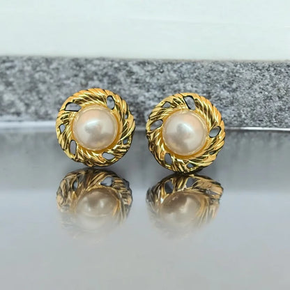 Twisted Halo Pearl Studs – 18K Gold Plated & Waterproof