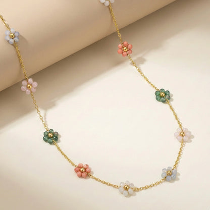 18KT Gold Plated Rainbow Blossom Floral Chain
