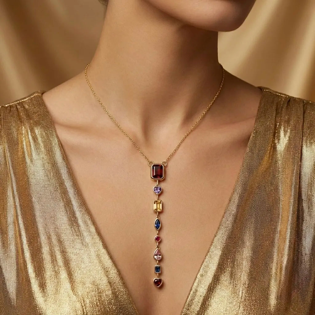 18Kt Gold Plated Luxe Bar Drop Charm Necklace