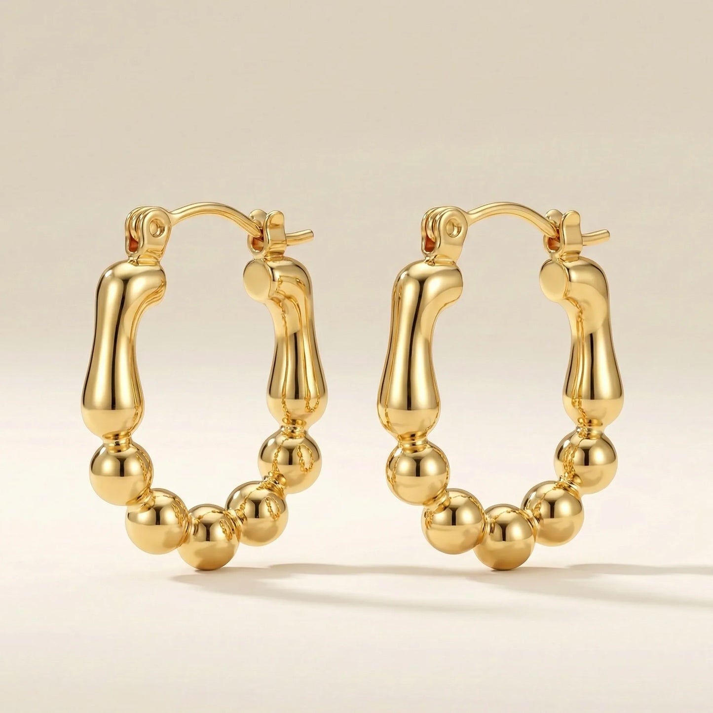 18KT Gold Plated Chunky Bead Hoops