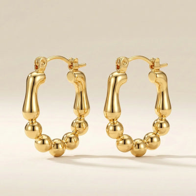 18KT Gold Plated Chunky Bead Hoops