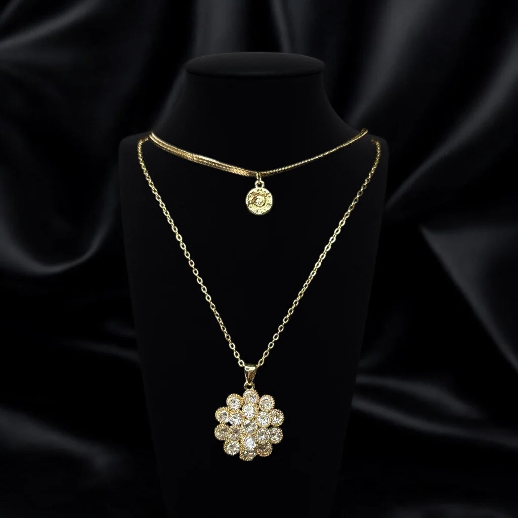 Golden Bloom Dual-Layer Necklace
