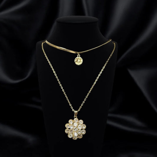 Golden Bloom Dual-Layer Necklace
