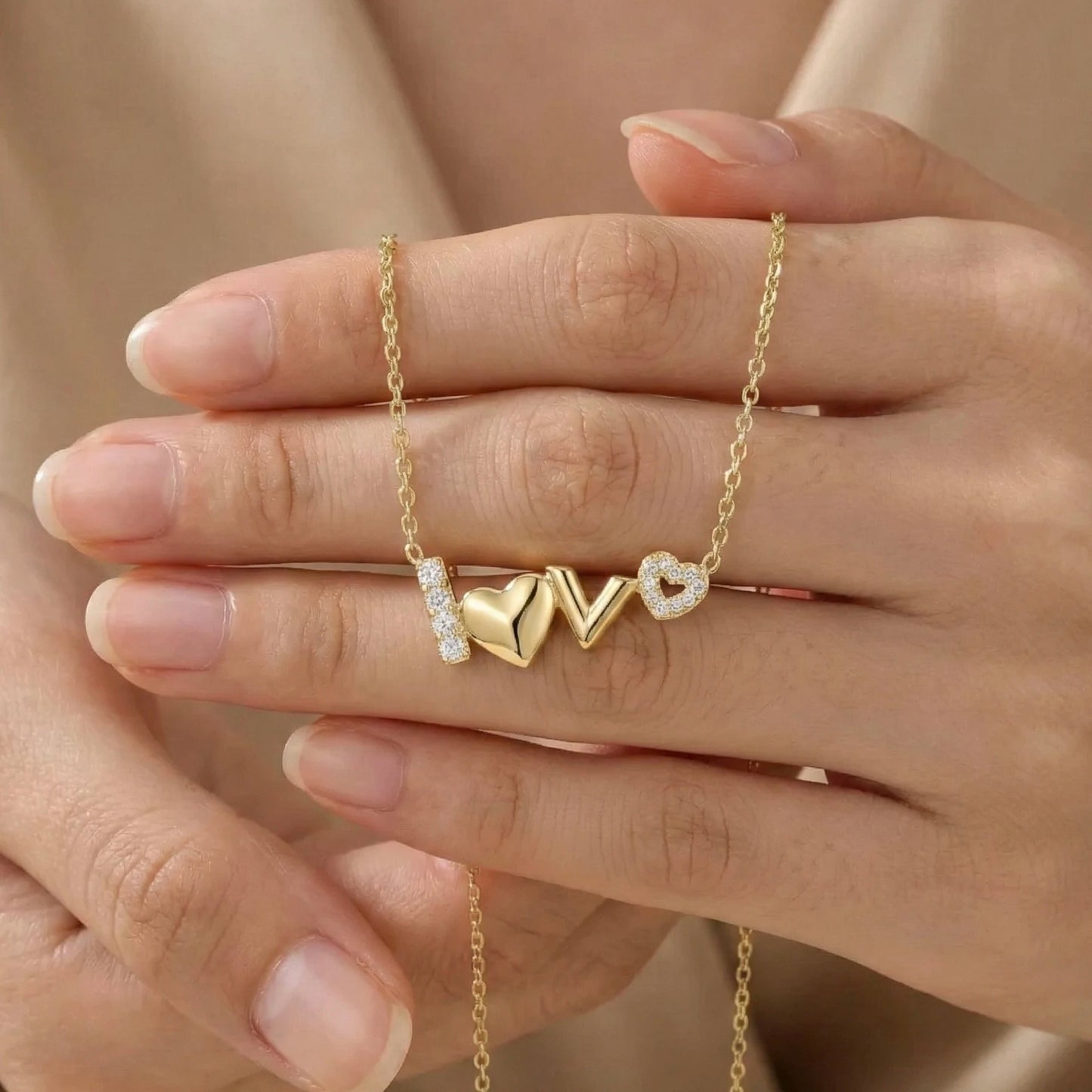 18KT Gold Plated Mini Love Statement Necklace