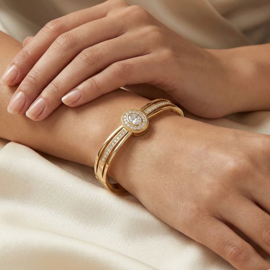 18KT Gold Plated Royal Oval Stone Bracelet Bracelet