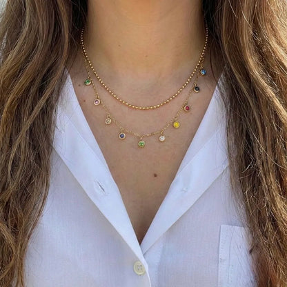 18Kt Gold Plated Dual Layered Rainbow Necklace