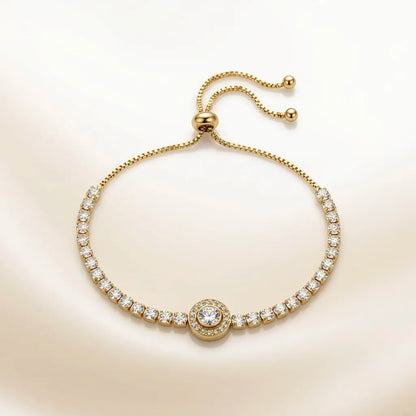 18Kt Gold Plated Crystal Tennis Adjustable Bracelet