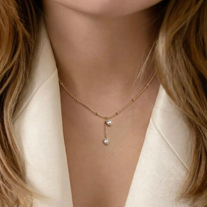 18Kt Gold Plated Heart Drop Chain Necklace for Women