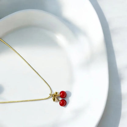 Playful Cherry Drop Pendant Necklace