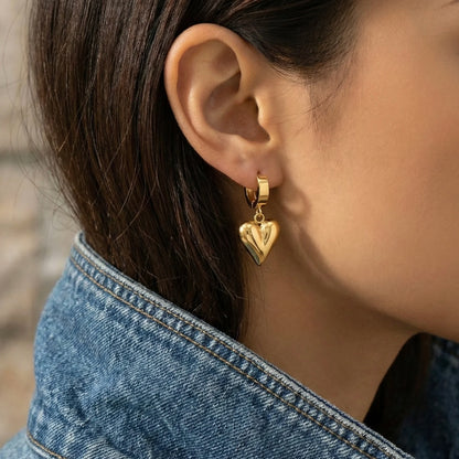 18KT Gold Plated Elegant Heart Dangling Earrings