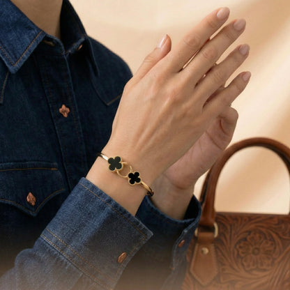 18Kt Gold Plated Double Clover Charm Bracelet