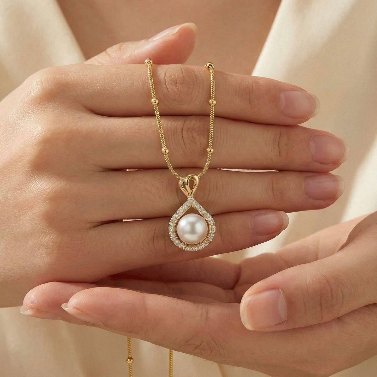 18KT Gold Plated The Classic Teardrop Pearl Necklace