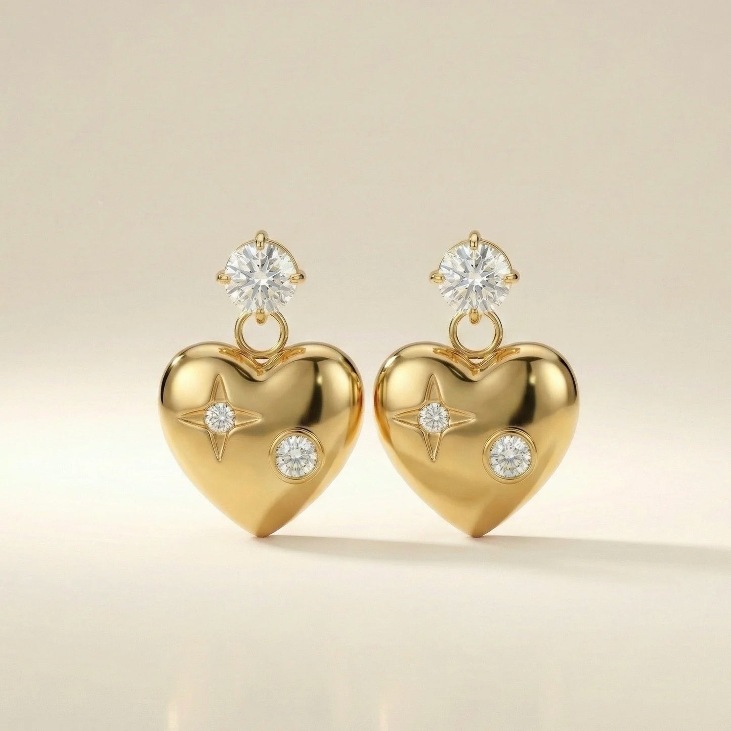 18KT Gold Plated Timeless Heart Sparkle Earrings