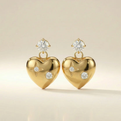 18KT Gold Plated Timeless Heart Sparkle Earrings