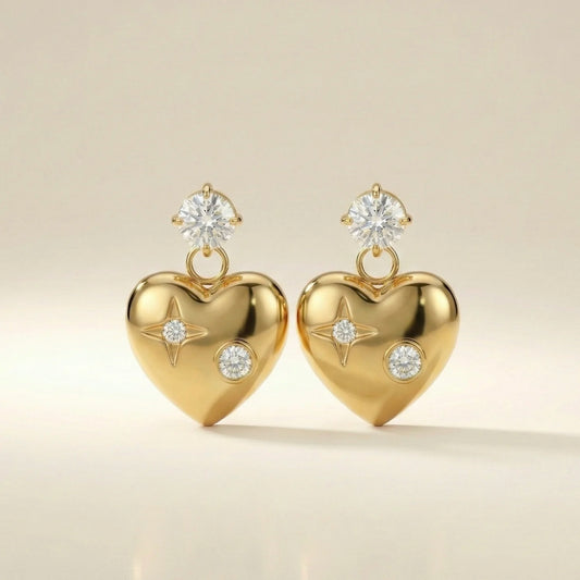 18KT Gold Plated Timeless Heart Sparkle Earrings