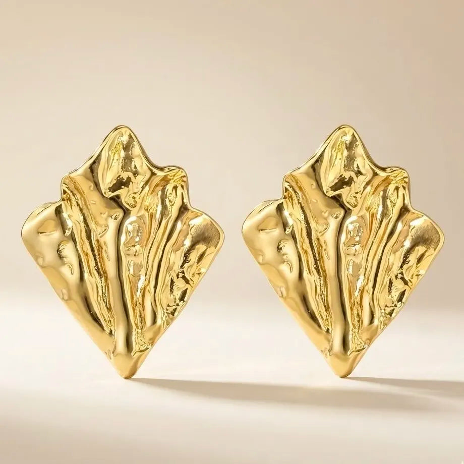 18KT Gold Plated Bold Sculpted Earrings – Anti-Tarnish & Lightweight