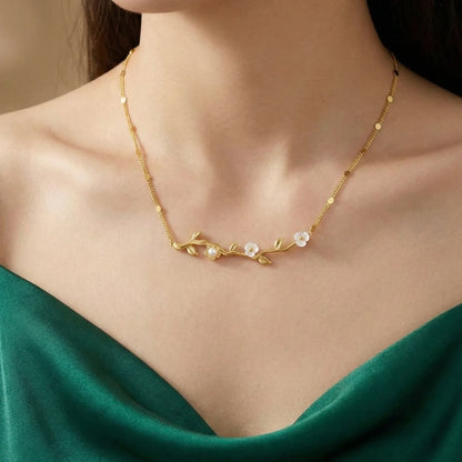 18KT Gold Plated Blossom Branch Pendant Necklace